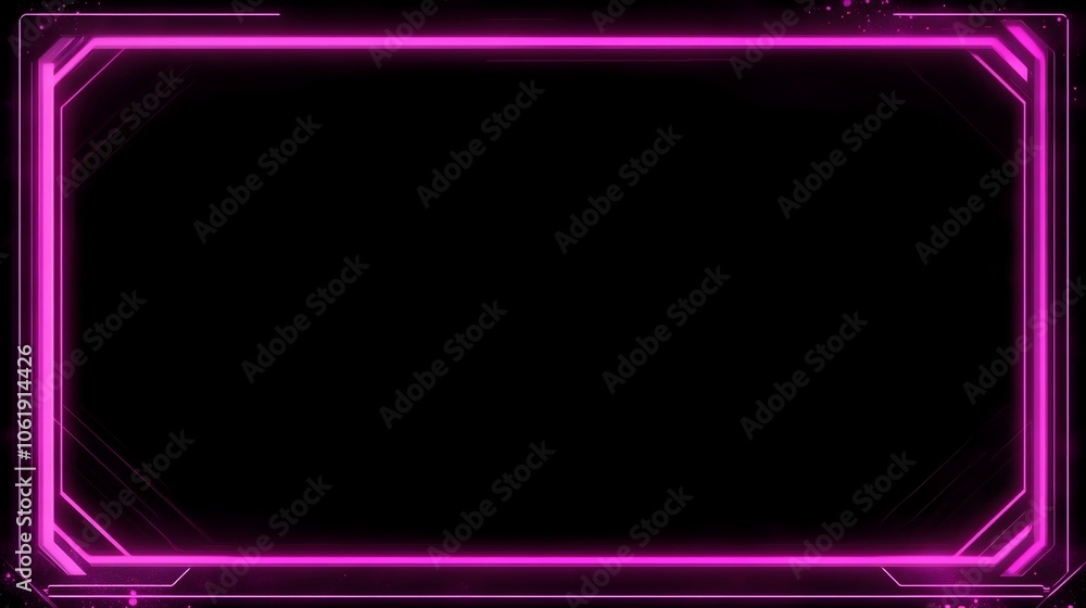 Poster luminous neon grid-lined frame with glowing particles