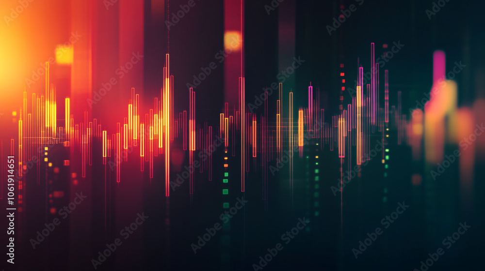 Leinwandbilder futuristic data grid with abstract glowing lines and vibrant red and orange colors in a technology b