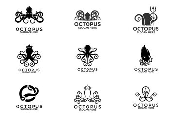 Set of octopus logo design vector, modern octopus logo icon template collections © Febrian