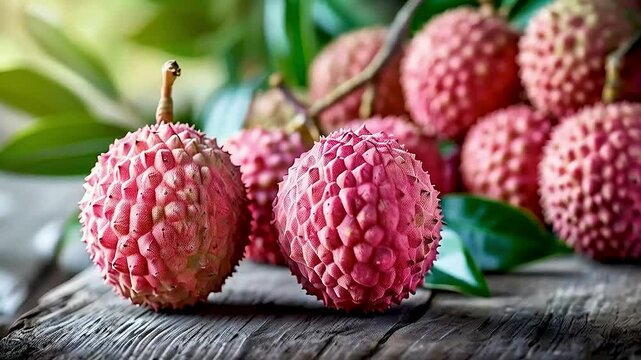a lychee  hanging from  a tree