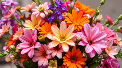 Beautiful bouquet of vibrant flowers in bloom, perfect for spring concepts and special occasions, natural beauty, romance