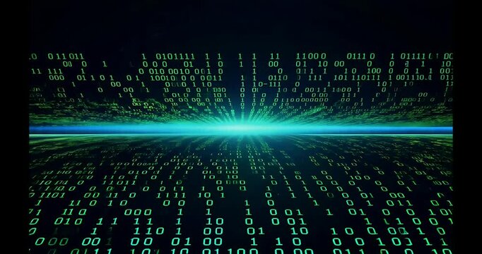 4K Close-Up of Binary Code Cascading in Neon Green - Matrix-Style Digital Background Loop