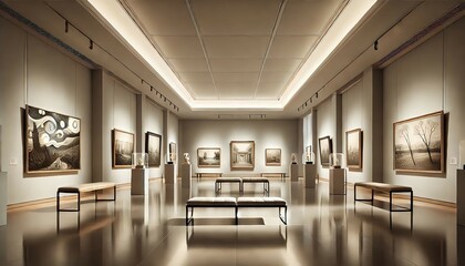 現代アート美術館の鑑賞インテリアシーン