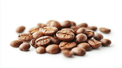 Fototapeta premium Stack of coffee beans on white background 
