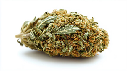 Dried hemp with CBD on white background 