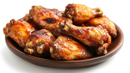 Food, Chinese Style Chicken, Photo Realistic, on White Background, Abstract Image, Texture, Pattern Background, Wallpaper, Cover and Screen of Smartphone, PC, Laptop, 9:16 and 16:9 Format