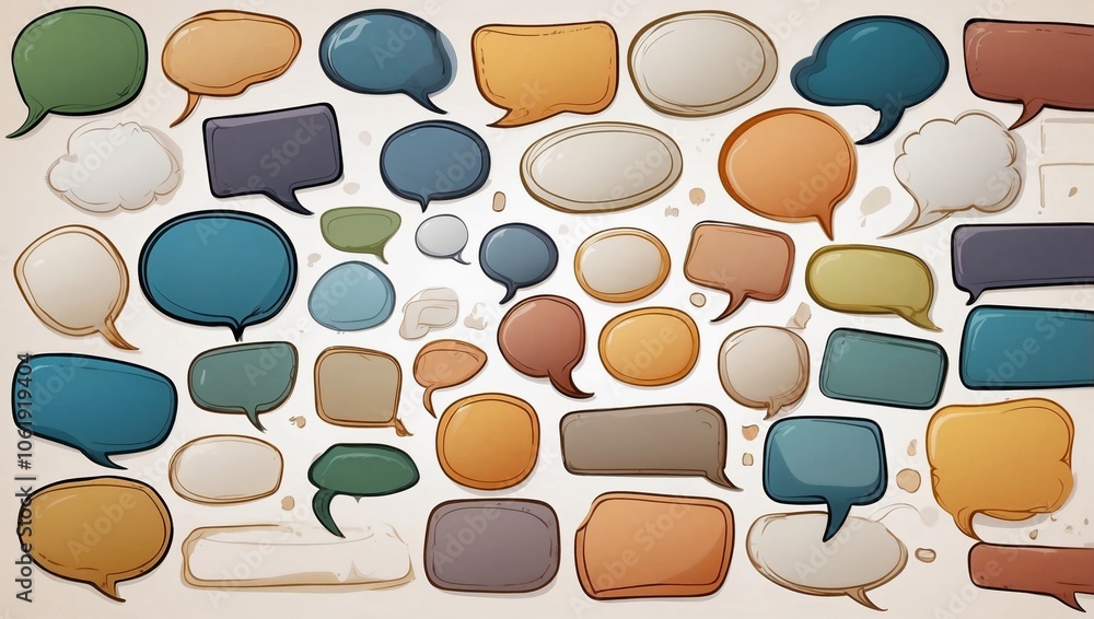 Poster colorful speech bubbles collection on neutral background for communication and dialogue concepts