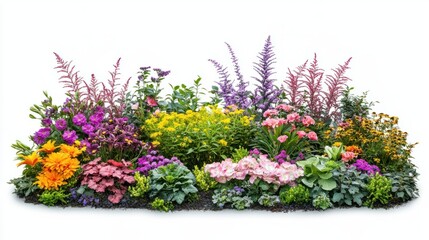 Obraz premium Isolated arrangement of colorful flowers in a garden-style display on white background