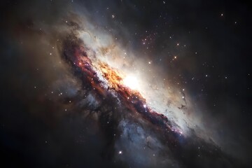 colorful  nebula, deep space and cosmic clouds in galaxy with star cluster representing universe beauty and interstellar astronomy