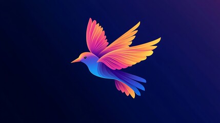 Fototapeta premium Dynamic bird logo in colorful gradient vector illustration design