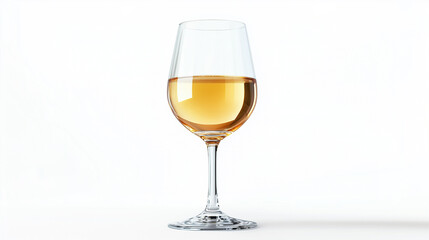 Glass of white wine on white background 