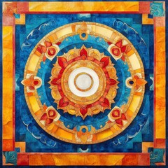 Fototapeta premium Vibrant mandala artwork with intricate patterns and bold colors