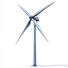 Isolated Wind Turbine on White Background - Clean Energy, Renewable Power Source for Sustainable Future