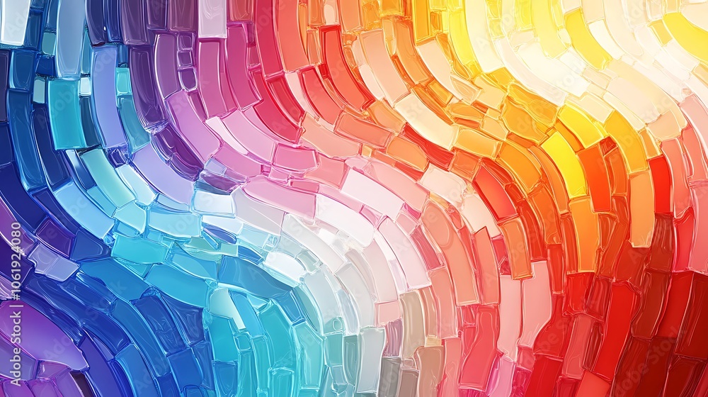 Fototapete dynamic rainbow wave mosaic background with empty text space image