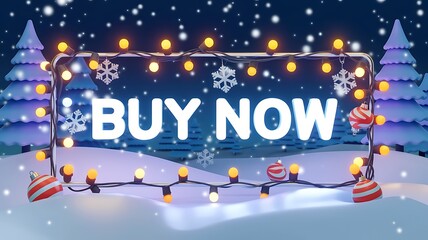 Fototapeta premium Snowy Winter Night with Festive Lights and 