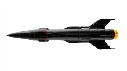 Military missile with sleek design and high-tech warhead, showcasing defense strength, isolated on white background