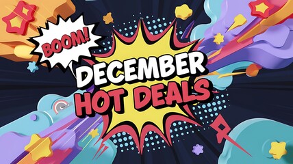 December Hot Deals Announcement in a Comic Book Style