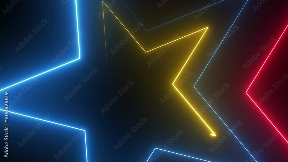Poster looping animation, abstract neon background with laser lines appearing in the dark room