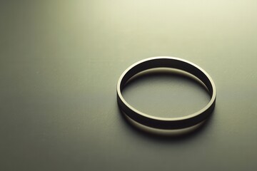 Close-up of a simple black metal ring on a plain background