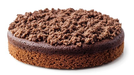 Food, Chocolate Streusel Cake, Photo Realistic, on White Background, Abstract Image, Texture, Pattern Background, Wallpaper, Cover and Screen of Smartphone, PC, Laptop, 9:16 and 16:9 Format