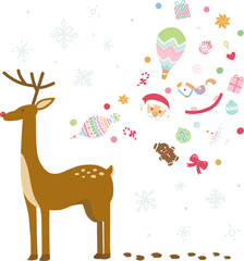 Naklejka premium Rudolph and the Dreaming Christmas Ornament Illustration