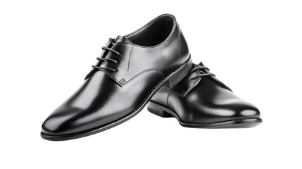 Stylish black leather shoes modern fashion for men, classic design casual wear formal occasions, isolated on a white background, showcasing elegance style and comfort in footwear