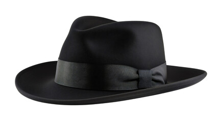 Stylish black male retro style hat classic fashion, elegant accessory on a white isolated background, reflecting vintage design for men's clothing and modern headwear trends