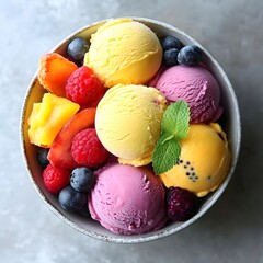 ice cream with fruits
