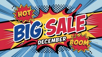 Naklejka premium Comic Book Style Big Sale Announcement for December