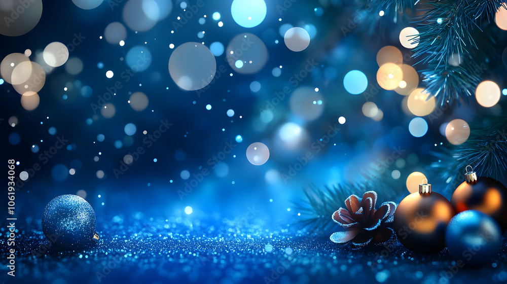 Poster the christmas blue background is made up of abstract magic light and bokeh. 3d rendering.