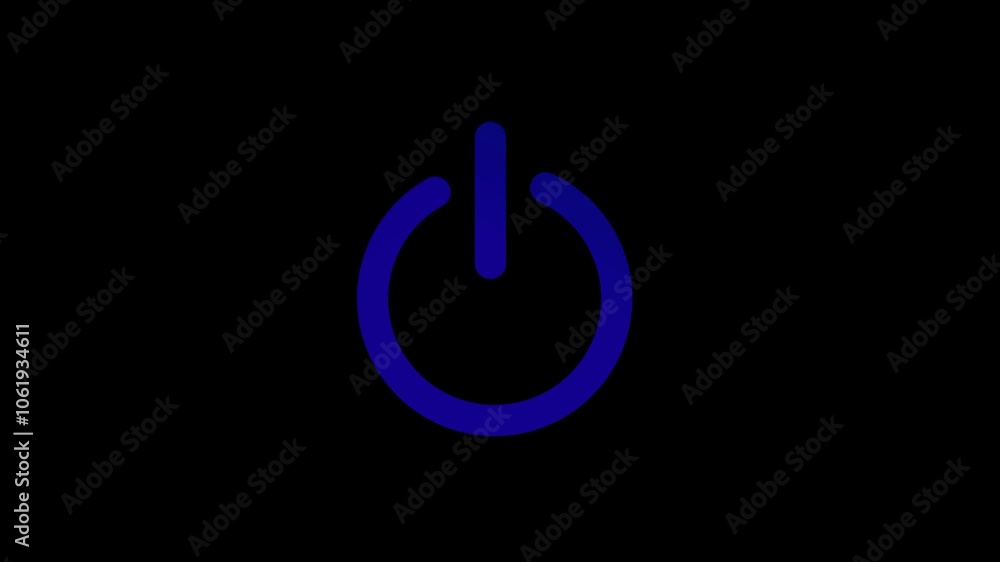 Poster power button turning on and off on a dark background animation