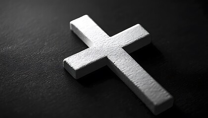 Obraz premium Minimalist Cross: A black background featuring a simple white cross.