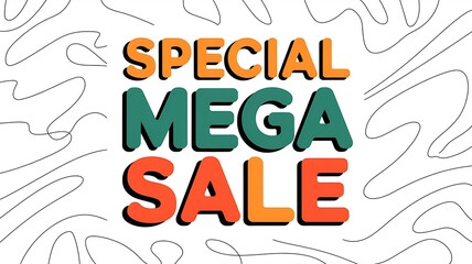 Fototapeta premium Special Mega Sale Text with Abstract Wavy Lines Background