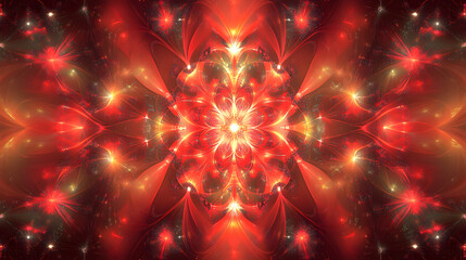 Fototapeta premium Red abstract fractal patterns with light effects.