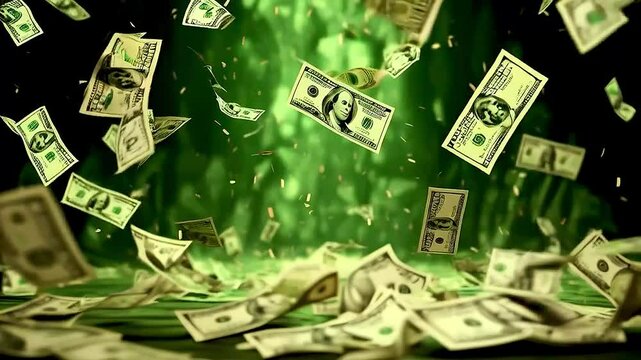 money falling down