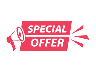 Special Offer Label Vector with Megaphone Icon for Attention-Grabbing Designs