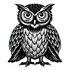 Stylized Black and White Owl Illustration