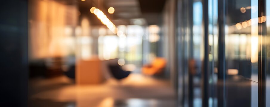 Modern Office: A blurred view of a contemporary office setting, ideal for business contexts.