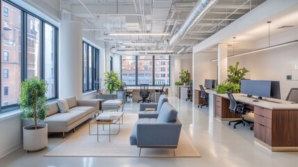 Modern Office Interior with Bright Natural Light