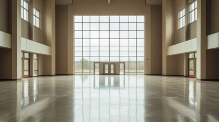 Fototapeta premium Spacious Modern Interior with Large Windows