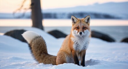 Arctic fox in snow 