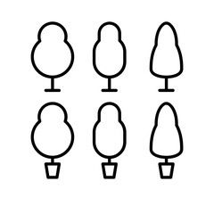 Collection of minimalist tree icons with several shapes