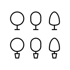 Collection of minimalist tree icons with several shapes