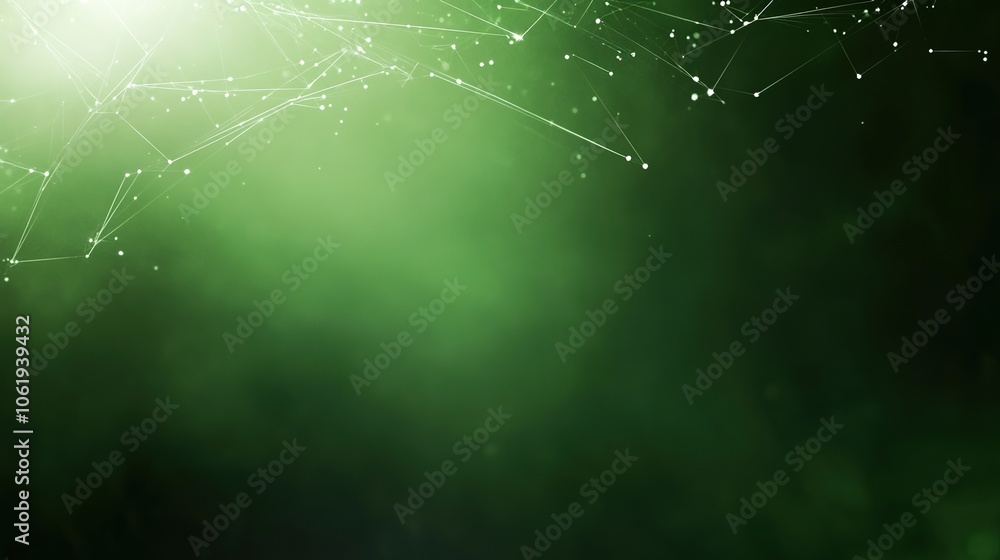 Poster abstract green network connection with soft glow