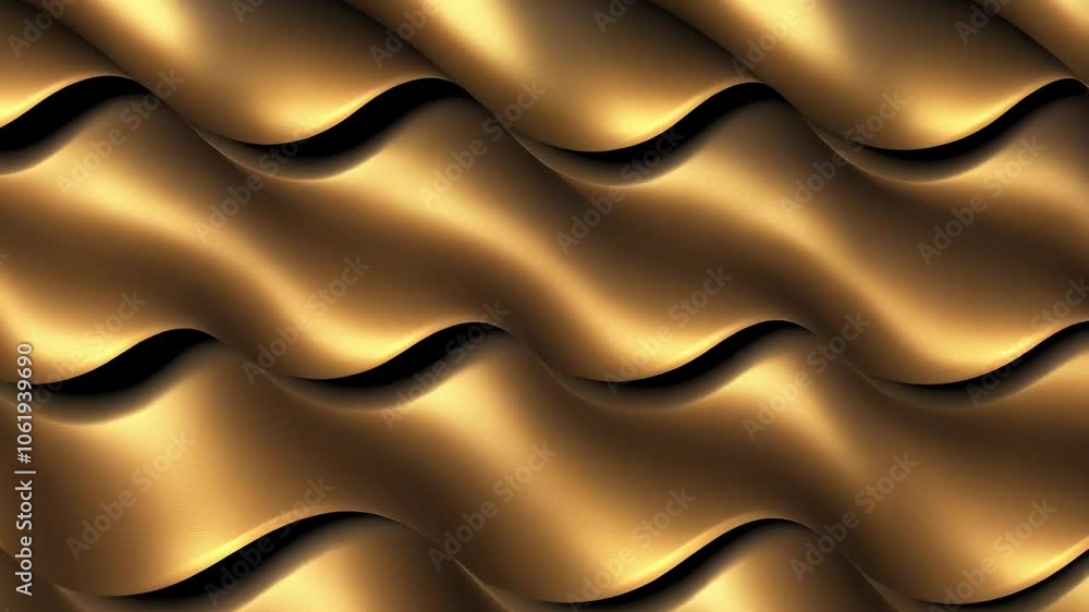 Poster a close-up of a golden, wavy surface, creating a sense of depth and movement