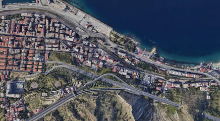 Reggio Calabria's Coastline from Above: Ionian Sea and Urban Landscape