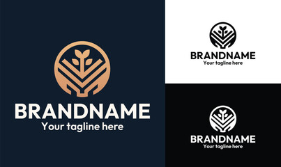 Modern agriculture and leaf logo Design for organic farming, sustainability, and eco-friendly businesses