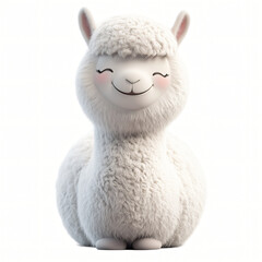 A cute and fluffy sheep toy with a soft and cuddly appearance isolated on a white background