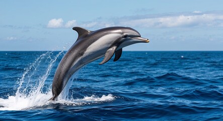 Dolphin jumping out of the ocean 