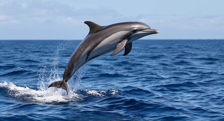 Dolphin jumping out of the ocean 